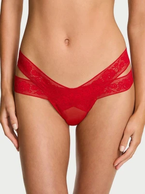 Very Sexy Stringi z wycięciami i z koronką Strappy Cut-Out Victoria's Secret Czerwony