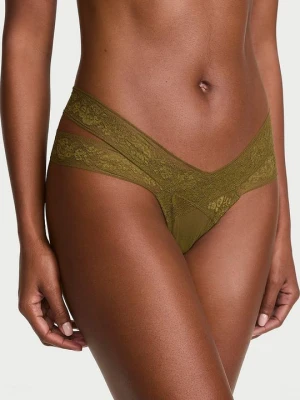 Very Sexy Stringi z wycięciami i z koronką Strappy Cut-Out Victoria's Secret Zielony