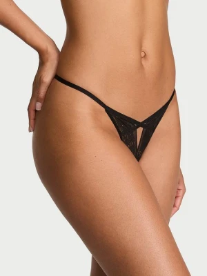 Very Sexy Stringi z wycięciem i z koronką Strappy Cut-Out Victoria's Secret Czarny