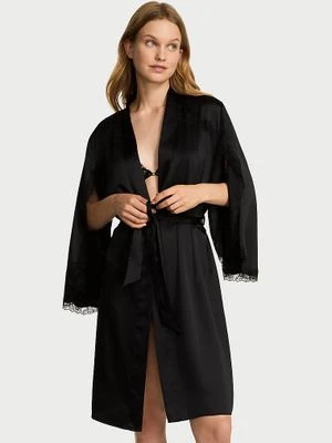 Very Sexy Szlafrok satynowy z szerokimi rękawami z koronką Victoria's Secret