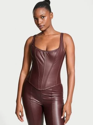 Very Sexy Top gorsetowy i stringi skórzane Classic Faux Leather Victoria's Secret