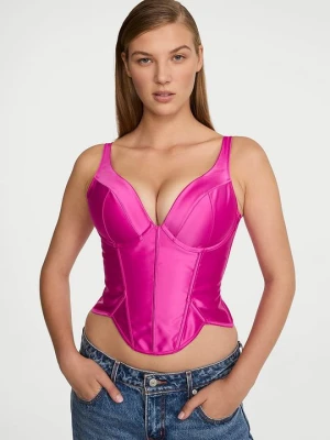 Very Sexy Top gorsetowy push-up satynowy Victoria's Secret Różowy