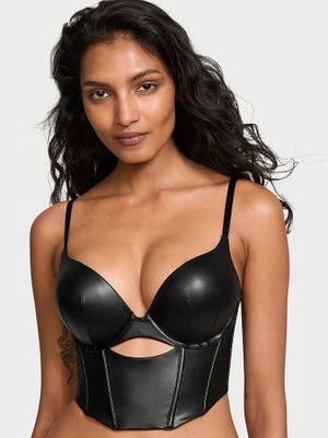 Very Sexy Top gorsetowy z push-upem powiększającym o 2 rozmiary Bombshell Faux Leather Victoria's Secret