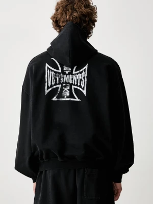 Vetements Biker Cross Logo bluza z kapturem bawełniana męska