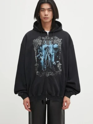 VETEMENTS bluza bawełniana Cof Butterfly Oversized Zip-Up męska kolor czarny z kapturem wzorzysta UCF76ZU800B