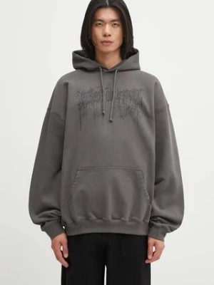 VETEMENTS bluza Cof Dripping Logo Oversized męska kolor szary z kapturem z nadrukiem UCF76HD400M
