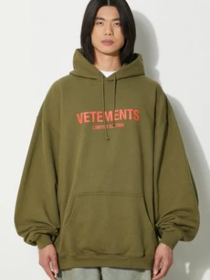 VETEMENTS bluza Limited Edition Logo Hoodie kolor zielony z kapturem z nadrukiem UE64HD600Z