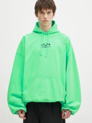 VETEMENTS bluza Oval Logo Cropped Boxy męska kolor zielony z kapturem z nadrukiem UA66HD600E