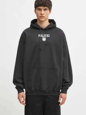 VETEMENTS bluza Polizei Oversized męska kolor czarny z kapturem z nadrukiem UH76HD300B