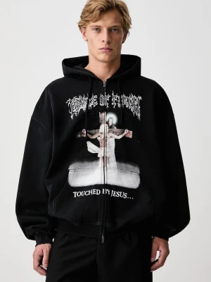 Vetements CoF Jesus bluza rozpinana z kapturem bawełniana męska