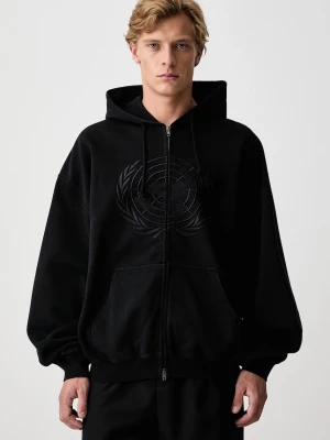 Vetements Embroidered Front bluza rozpinana z kapturem z bawełną męska