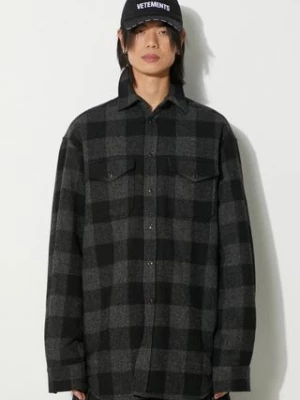 VETEMENTS kurtka koszulowa Flannel Shirt kolor czarny przejściowa UE64SH260BG