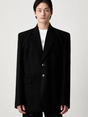 Vetements Logo Embroidered Single Breasted marynarka jednorzędowa z wełną męska