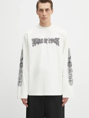 VETEMENTS longsleeve bawełniany Cof Double Logo Longsleeve kolor beżowy z nadrukiem UCF76LS250I