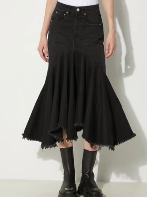 VETEMENTS spódnica jeansowa Denim Midi Skirt kolor czarny mini rozkloszowana WE64SK700B