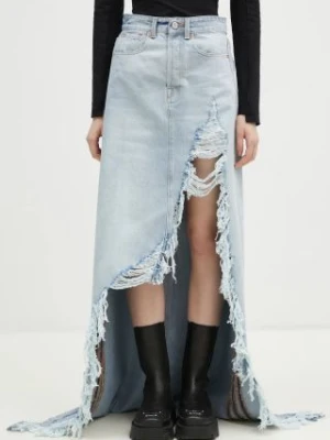 VETEMENTS spódnica jeansowa Destroyed Denim Maxi kolor niebieski maxi prosta WA66SK510L