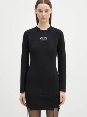 VETEMENTS sukienka Oval Logo Cut-Up kolor czarny mini dopasowana WA66DR610BW
