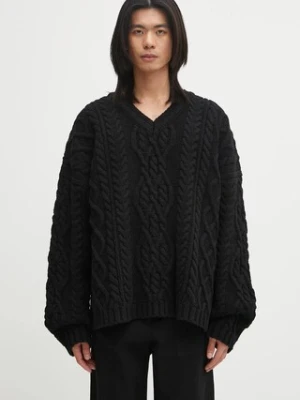 VETEMENTS sweter wełniany Cable-Knit męski kolor czarny ciepły UH76KN600B
