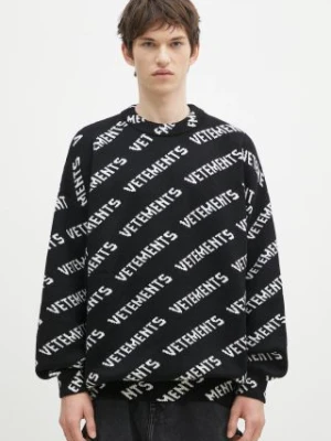 VETEMENTS sweter wełniany Monogram kolor czarny ciepły UA66KN150B