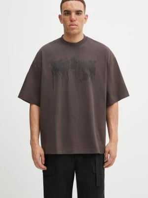 VETEMENTS t-shirt bawełniany Cof Double Dripping Logo Regular męski kolor brązowy z nadrukiem UCF76TR450C