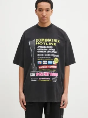 VETEMENTS t-shirt bawełniany Dominatrix Hotline Oversized kolor czarny z nadrukiem UA66TR740B