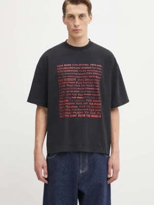 VETEMENTS t-shirt bawełniany Fuck Regular męski kolor czarny z nadrukiem UH76TR660B