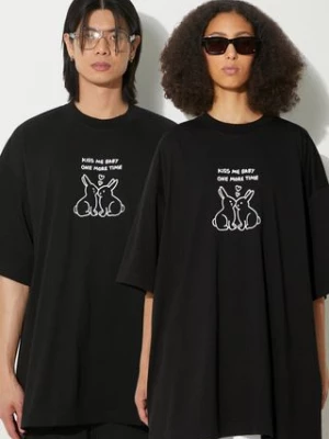 VETEMENTS t-shirt bawełniany Kissing Bunnies kolor czarny z nadrukiem UE64TR240B