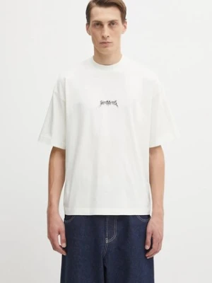 VETEMENTS t-shirt bawełniany Metal Logo Regular męski kolor beżowy z nadrukiem UH76TR600I