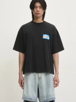 VETEMENTS t-shirt bawełniany My Name Sticker Cropped Boxy kolor czarny z nadrukiem UA66TR710B