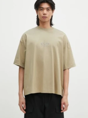 VETEMENTS t-shirt bawełniany Oval Logo Cropped Boxy kolor beżowy z nadrukiem UA66TR600T