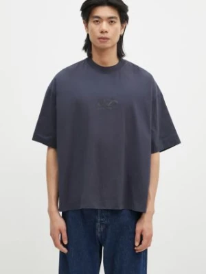 VETEMENTS t-shirt bawełniany Oval Logo Cropped Boxy męski kolor granatowy z nadrukiem UA66TR600N