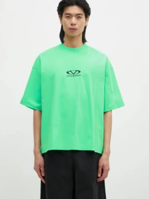 VETEMENTS t-shirt bawełniany Oval Logo Cropped Boxy męski kolor zielony z nadrukiem UA66TR600E