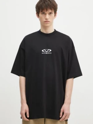 VETEMENTS t-shirt bawełniany Oval Logo Oversized kolor czarny z nadrukiem UA66TR605BW