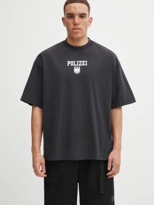 VETEMENTS t-shirt bawełniany Polizei Regular męski kolor czarny z nadrukiem UH76TR300B
