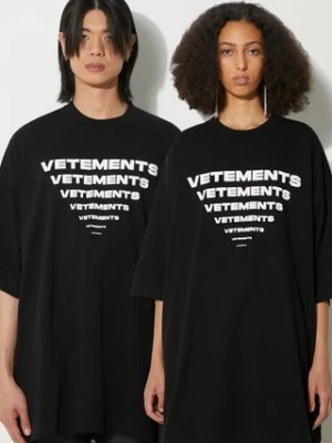 VETEMENTS t-shirt bawełniany Pyramid Logo kolor czarny z nadrukiem UE64TR140B