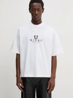 VETEMENTS t-shirt bawełniany U Might Know Me Cropped Boxy kolor biały z nadrukiem UA66TR760W