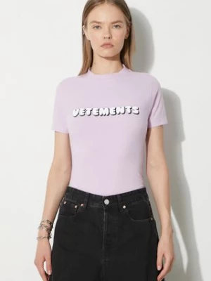 VETEMENTS t-shirt Bubble Gum Logo Fitted damski kolor różowy WE64TR310P