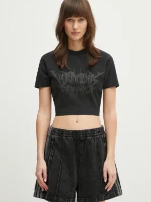 VETEMENTS t-shirt Drip Metal Cropped Fitted damski kolor czarny WA66TR730B