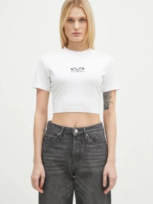 VETEMENTS t-shirt Oval Logo Cropped Fitted damski kolor biały WA66TR700W