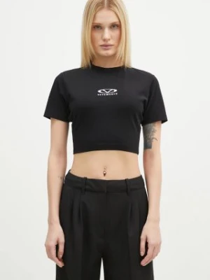 Zdjęcie produktu VETEMENTS t-shirt Oval Logo Cropped Fitted damski kolor czarny WA66TR700BW