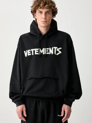 Vetements Tape Logo bluza z kapturem bawełniana męska