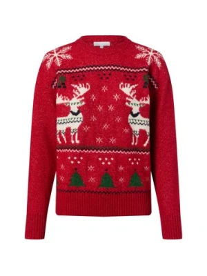 VG Damski sweter z dzianiny z zawartością wełny Kobiety Sztuczne włókno czerwony|biały wzorzysty,