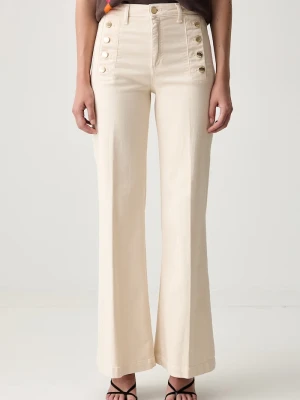 ViCOLO jeansy wide leg damskie beżowy