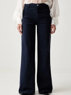 ViCOLO jeansy wide leg damskie granatowy