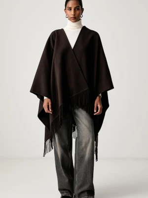 ViCOLO poncho damskie z wełną brązowy