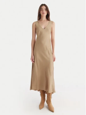 ViCOLO Sukienka koktajlowa TF0247 Beżowy Regular Fit