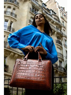 Victor & Hugo Paris Skórzana torebka "Peyton" w kolorze brązowym - 38 x 29 x 6 cm rozmiar: onesize