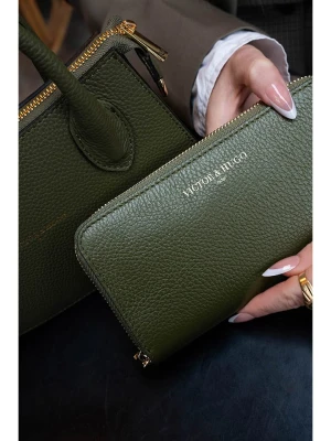 Victor & Hugo Paris Skórzany portfel "Selma" w kolorze zielonym - 20 x 10 x 3 cm rozmiar: onesize