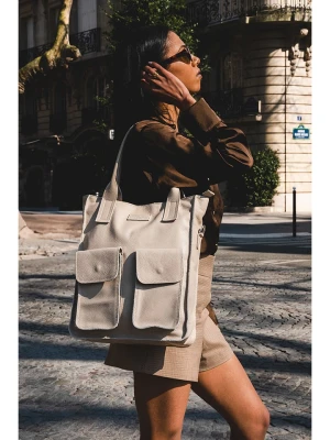 Victor & Hugo Paris Skórzany shopper bag "Noa" w kolorze kremowym - 34 x 38 x 11 cm rozmiar: onesize
