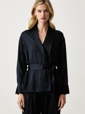 Victoria Beckham bluzka koszulowa damska z acetatem Alba granatowy